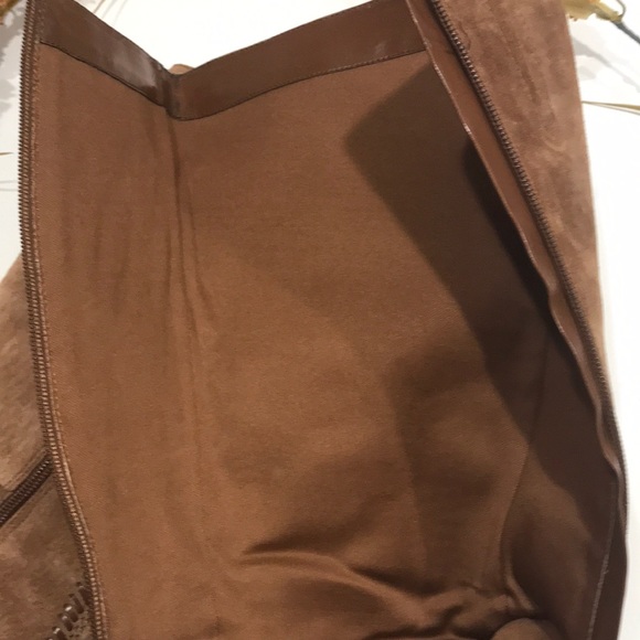 COLDWATER CREEK tan leather tall suede zip up boot - Picture 6 of 8